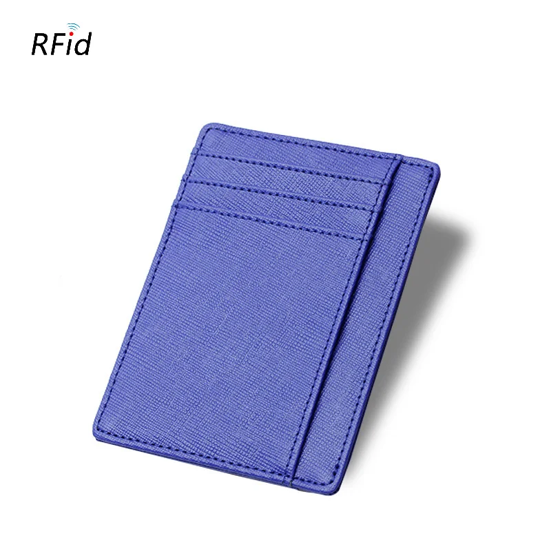 RFID Koe Leer Zoete Mode Snoep Kleur Visitekaartje Houder Womens Safiano Cross Patroon Brede Plus Size id card Case portemonnee