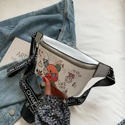 Cartoon Pattern Waist Bag Women's Leather Fanny Pack Handy Packs Banana Chest Bag Female Belt Bags Fashion Crossbody Pouch Purse