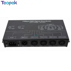 DMX512 Amplifier Splitter DMX Signal Repeater 4 Ways 4 Output Ports DMX Signal Distributor; AC100V-240V Input DMX124