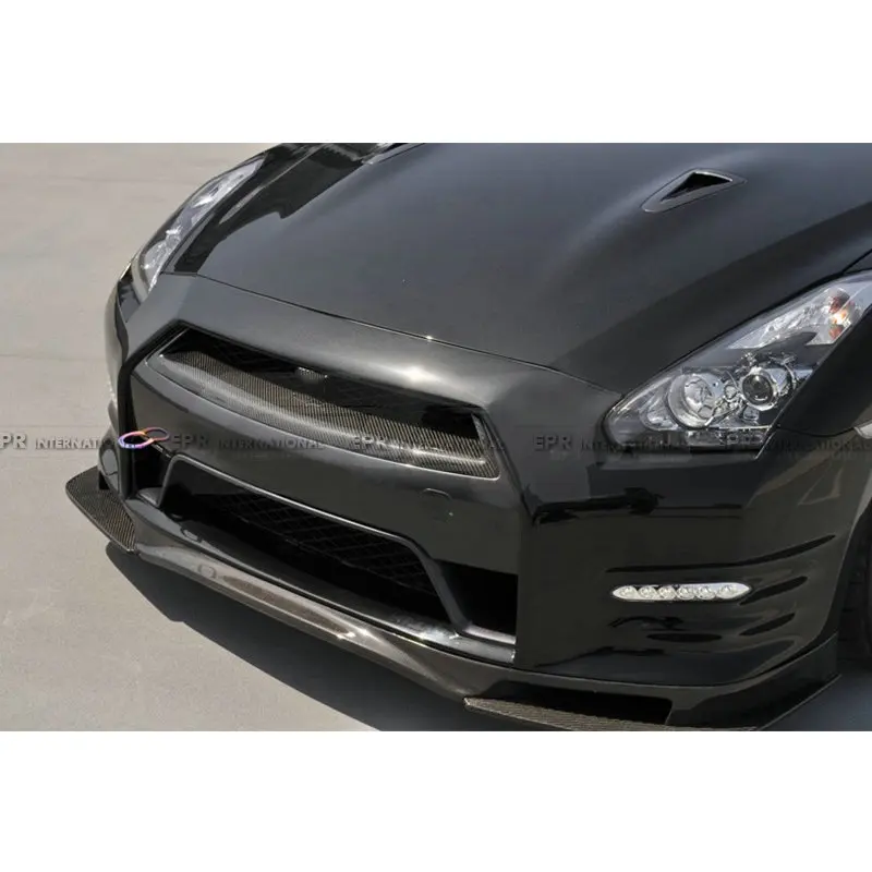 For Nissan R35 GTR 2012+ Carbon Fiber OE-style Front Grille Trim GT-R Glossy Bumper Grill Mesh Cover Tuning Part Body Kit