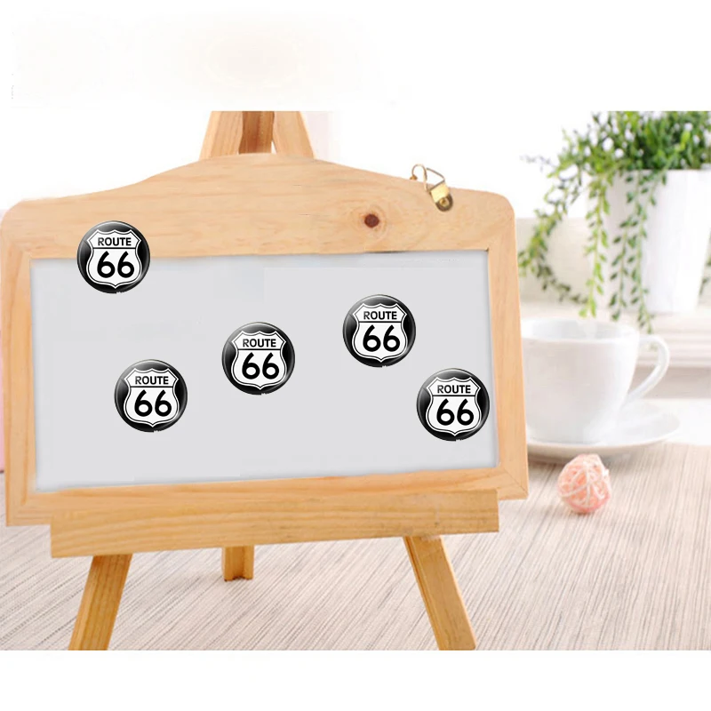 Route 66 Sign Fridge Magnet  30mm 50mm Glass Cabochon Magnetic Refrigerator Stickers Note Holder Home Decor Travel Gifts