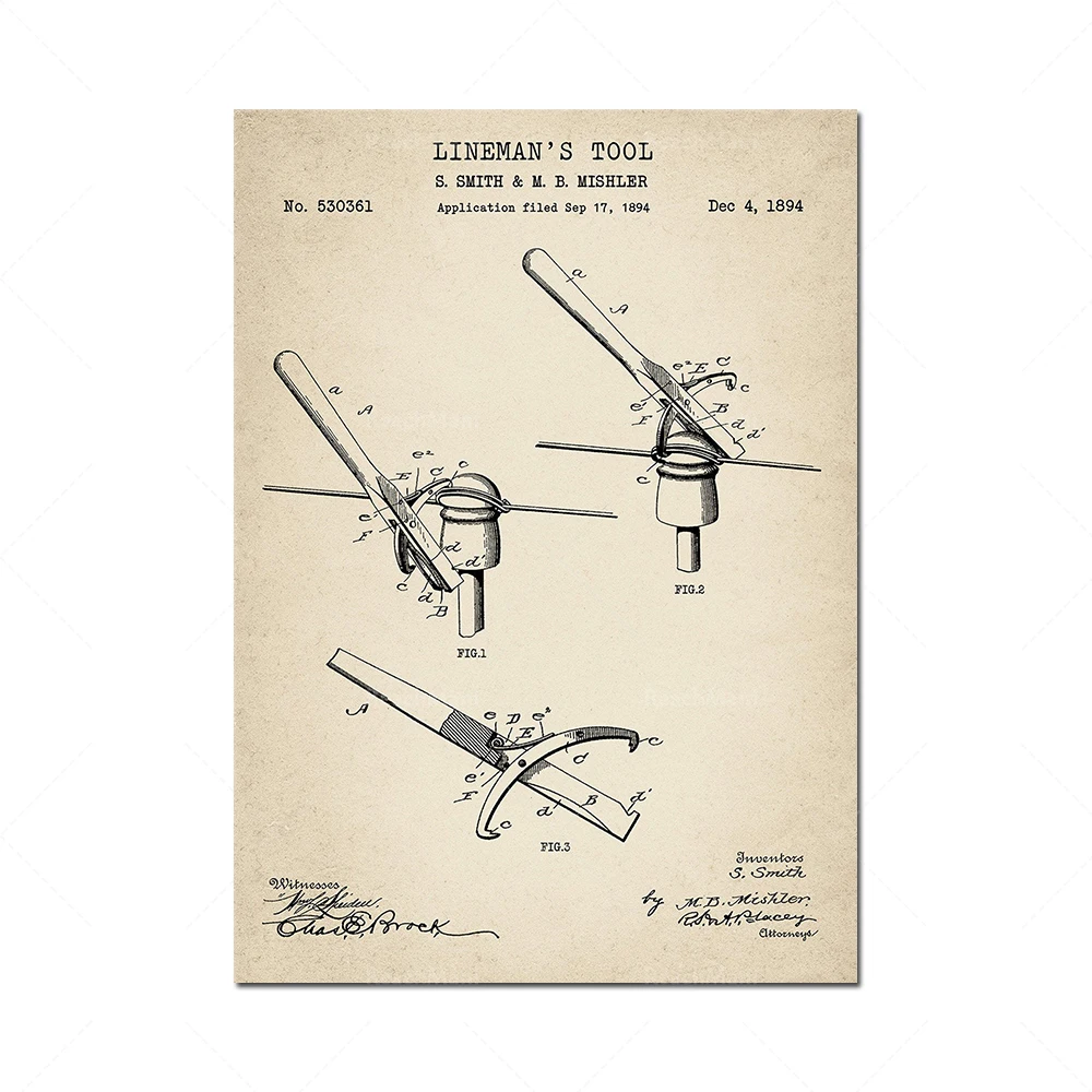 A set of 6 pieces of retro thread work patent printing. Informer wall art. Informant decoration.