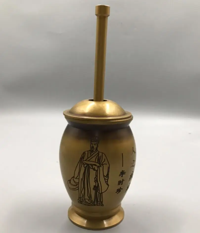 Archaize brass Medical Sage Li shizhen Medicine tank crafts statue