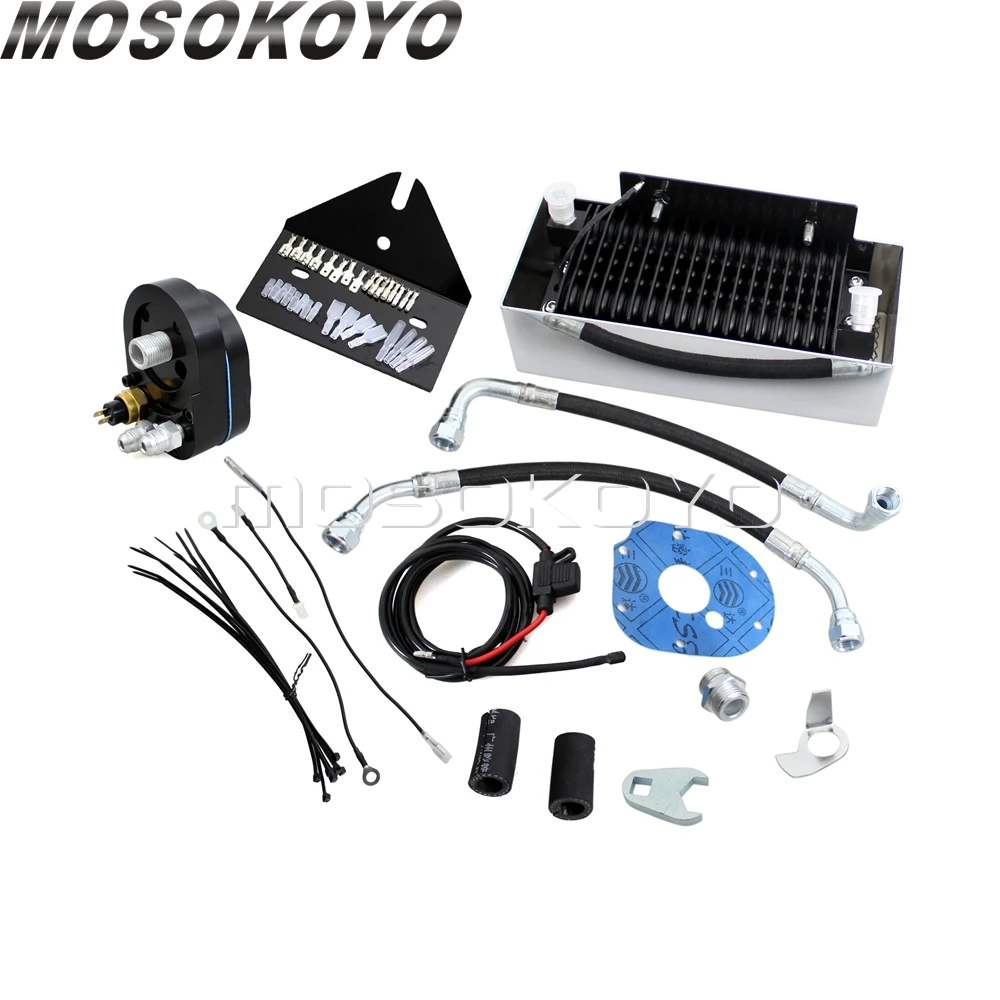 Complete Engine Cooling Reefer Oil Cooler Fans Assembly System For Harley Dyna Super Glide FX/FL Street Fat Bob 93-17 Low Rider