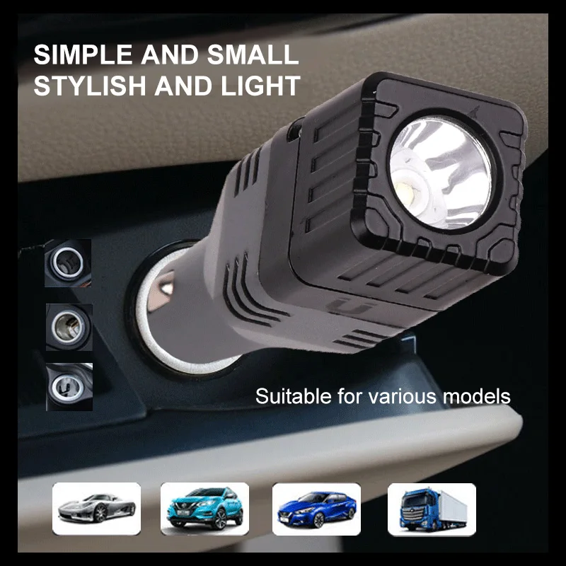 D2 LED Flashlight MINI Car USB Lantern Holder Torch Powerful Lamp Built-in Li-ion Battery Car Cigarette Lighter Socket Light