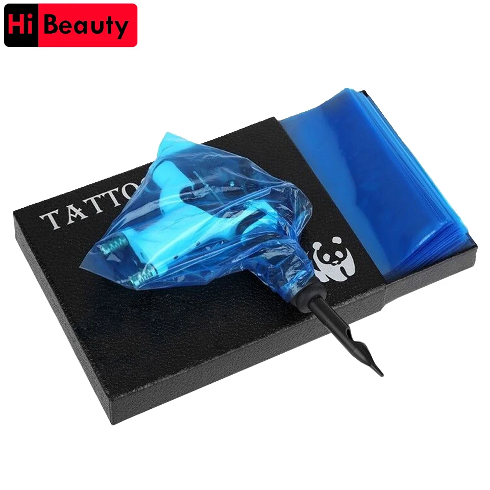 

200pcs/bag Disposable Hygiene Tattoo Clip Cord Bag Plastic Blue Tattoo Machine Clip Cord Sleeve Cover Bag Size 105x120MM