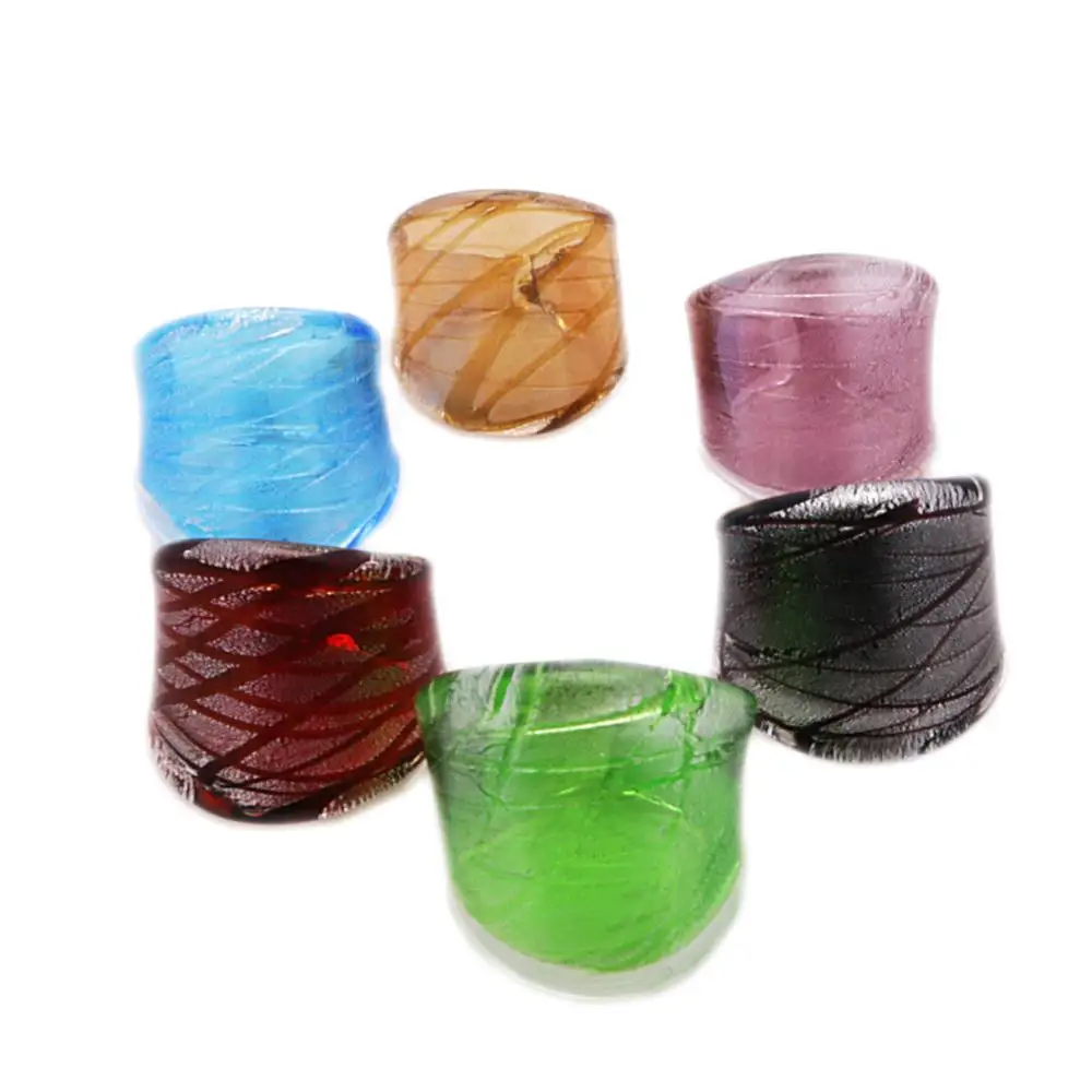 Sands Mura Stripe Glass Ring for Women Red Black Blue Purple - Stylish Colorful Jewelry with Free Gift Box