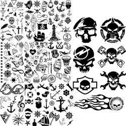 Badge Pirate Temporary Tattoos For Men Adults Realistic Infinite Pirate Ship Lighthouse Fake Tattoo Sticker Body Arm Tatoos DIY