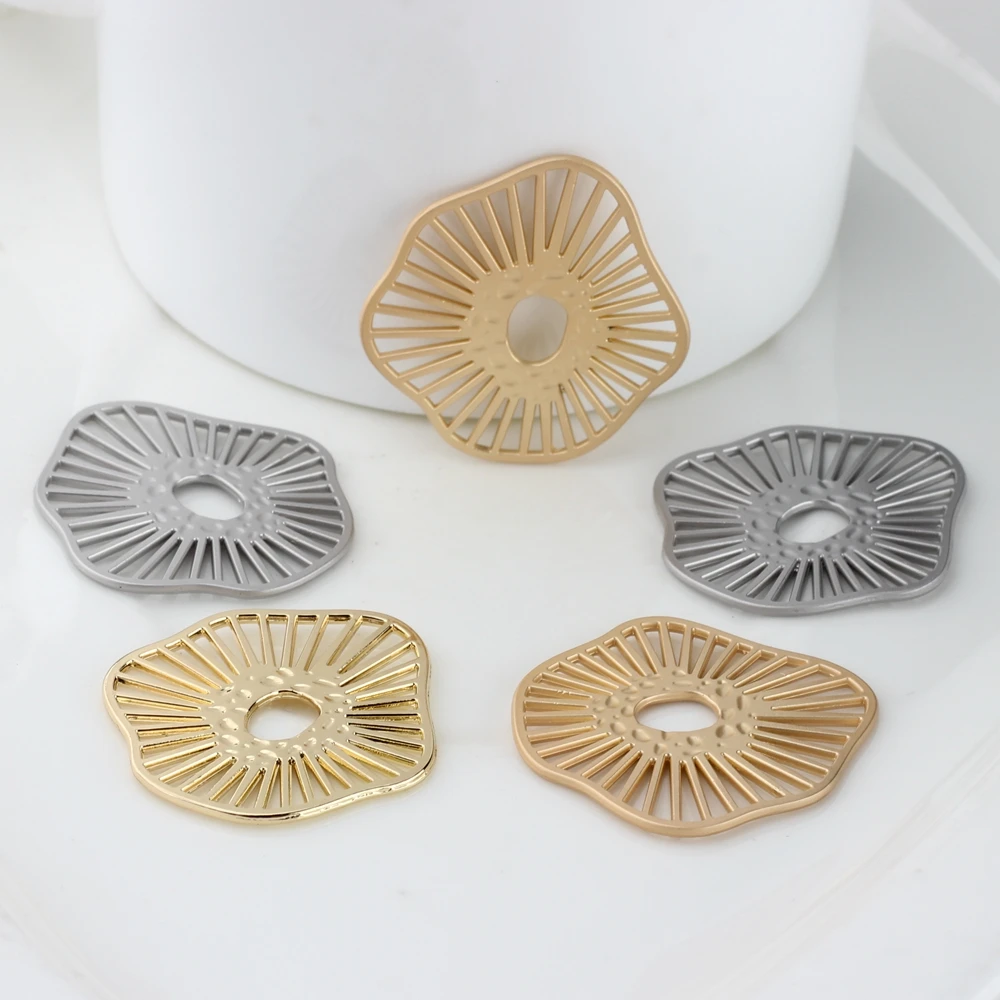 Zinc Alloy   Geometry Radiation Shape Hollow Charms 35mm 6pcs/lot For DIY Earrings Jewelry Making Accessories