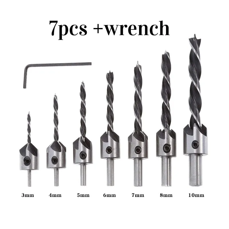 

Кисточки, набор из 7 шт, 3 мм-10 мм деревообрабатывающий потайной сверло высокого Скорость Сталь деревообрабатывающий устройство для снятия фаски направляющая дрель