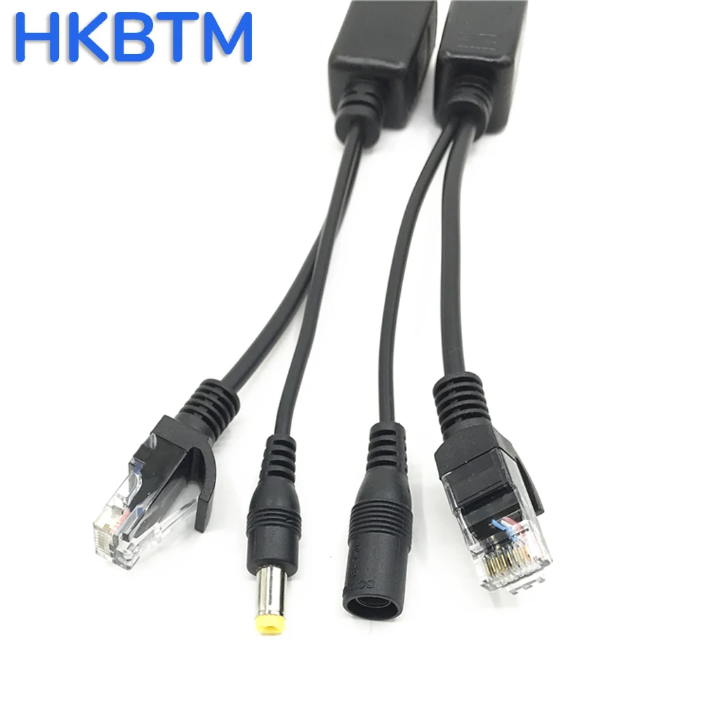 HKBTM POE 케이블 이더넷 어댑터 케이블, 수동 전원 분배기, RJ45 인젝터 전원 공급 장치 모듈, IP 카메라용, 12-48V