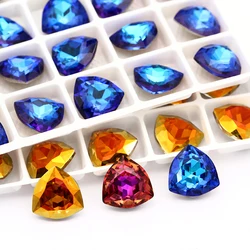 XIAOPU Iridescent Glittery Trilliant K9 Glass Loose Rhinestones Pointback Strass Crystal Glue on Clothing Crafts DIY Jewelries