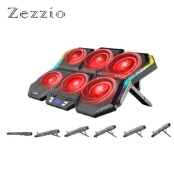 Zezzio ZLP-B6 RGB Laptop Cooler Base 12 Mode 6PCS Ultra Quiet Strong Fans 12-17Inch Notebook Cooling Pad Notebook Stand