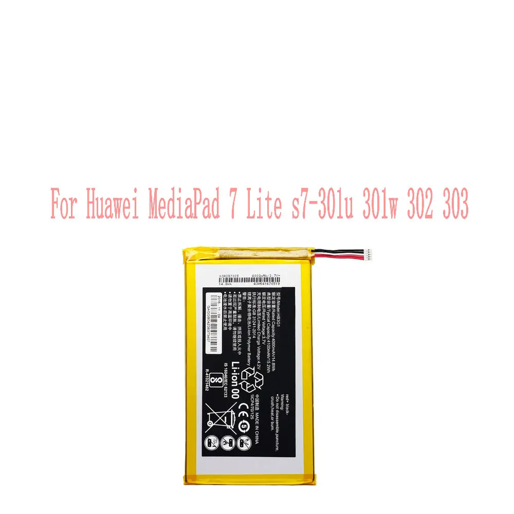 

Абсолютно новый аккумулятор 4100mAh HB3G1 для Huawei MediaPad 7 Lite s7-301u 301w 302 303 931 T1-701ua BGO-DL09 планшет