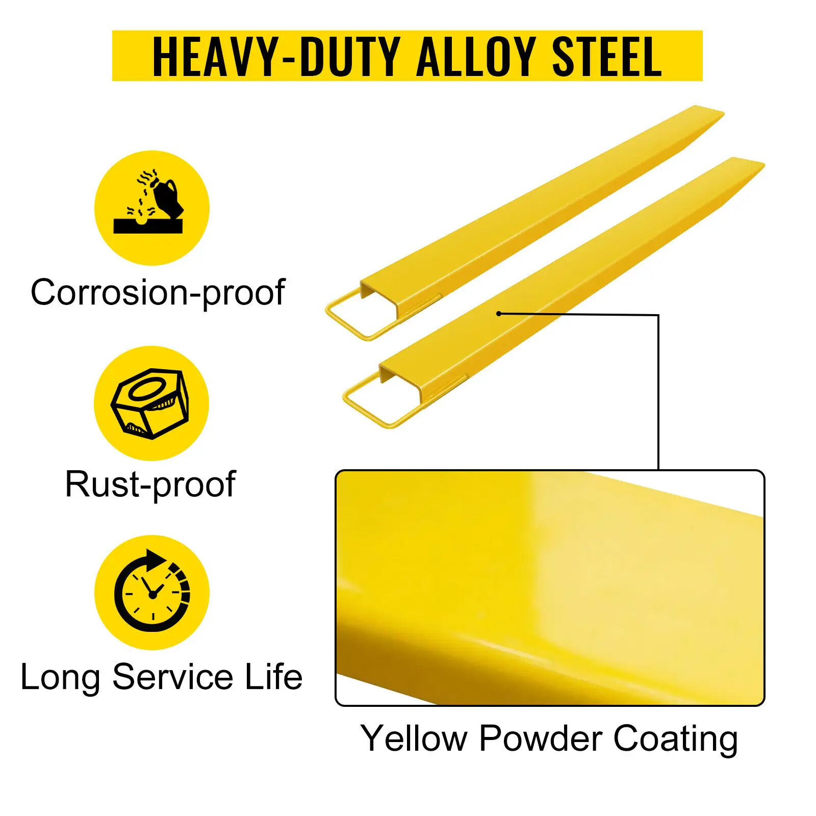 VEVOR 60 72 84 96นิ้วพาเลทส้อม Extensions Heavy Duty ยาวรถยกยกส่วนขยายสำหรับคลังสินค้าและโรงงาน