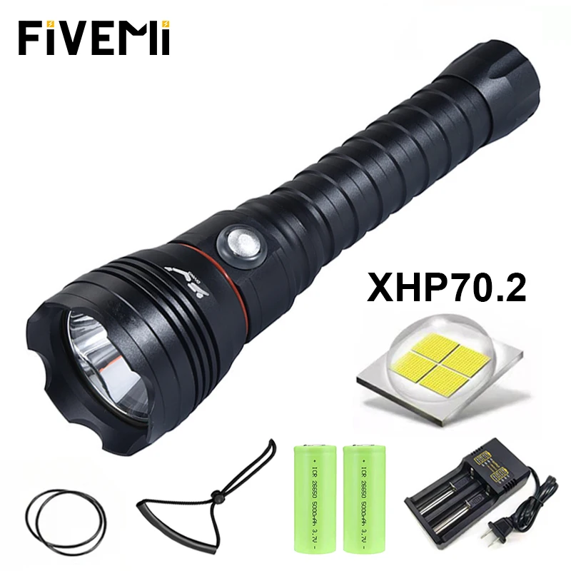 Professional Diving Flashlight XHP70 White/Yellow Lamp for Scuba Diving Torch IPX8 Photography Underwater Lantern Hunting