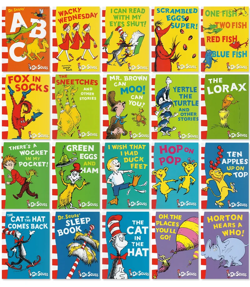 Radom 5 Different Books A Classic Case of Dr. Seuss Children Fun Interesting Story English Picture Book Kids Learning Toy