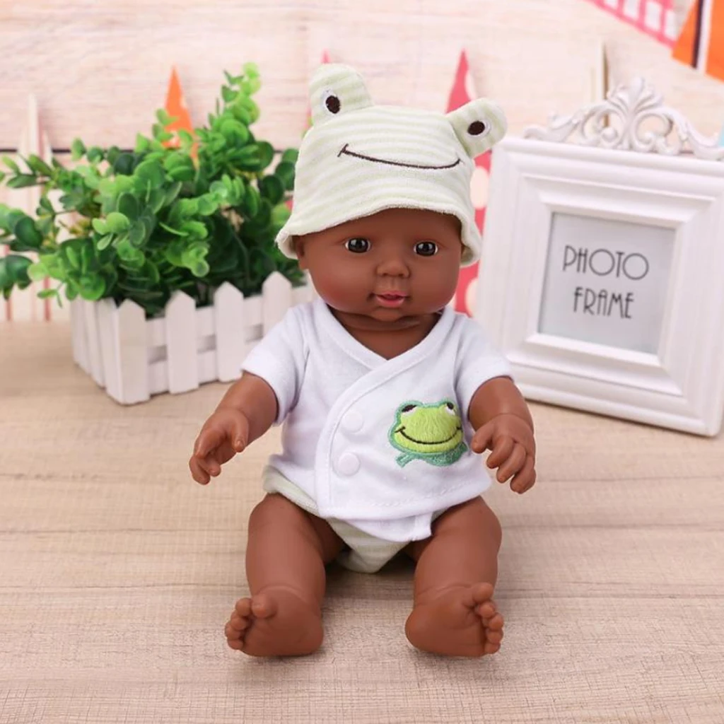 Reborn Newborn African Black Baby Doll Soft Vinyl Realistic Reborn Doll for Kids Gifts - 12 inch (Green)