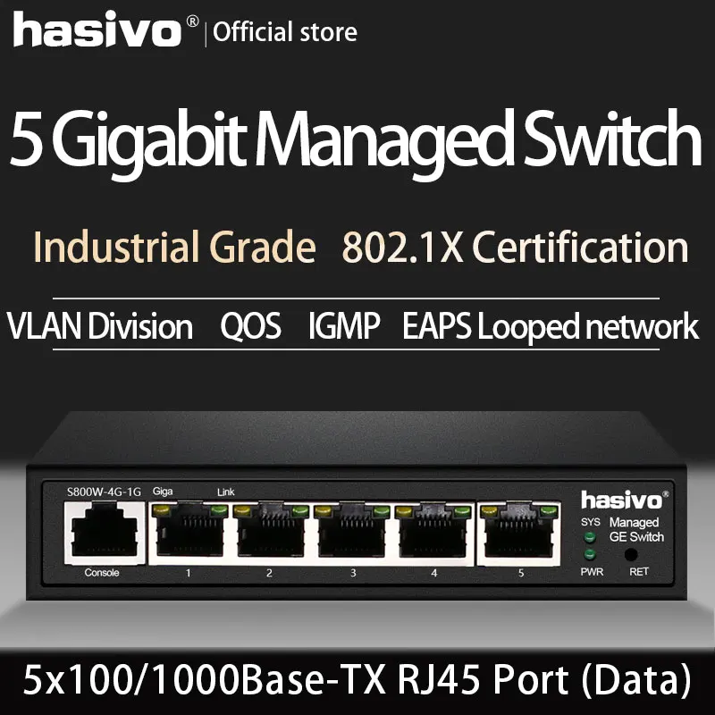 

5 Port 10/100/1000Mbps PoE/None-PoE Ethernet Switch Managed Switch IGMP VLAN Management PoE Switch