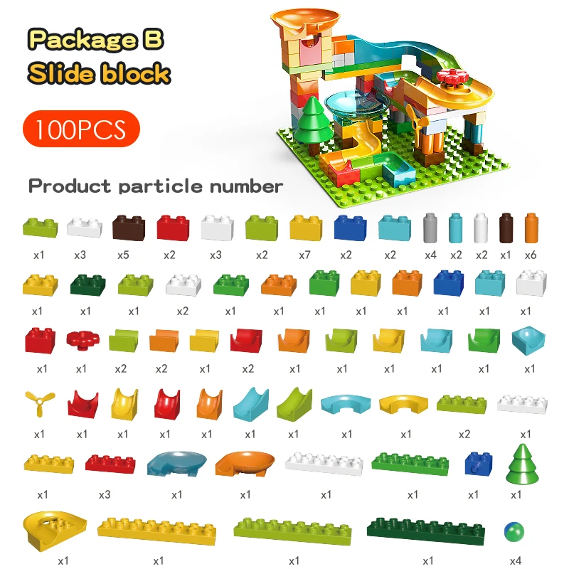 Pretpark Marmeren Ras Run Spoor Bouwstenen Grote Bricks Diy Bouw Speelgoed Set Kinderen Gift