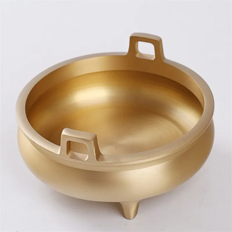 Pure Copper Earlid Incense Burner Buddhist Temple Censer Antique Home Decoration Personalized Creative Aromatherapy Furnace