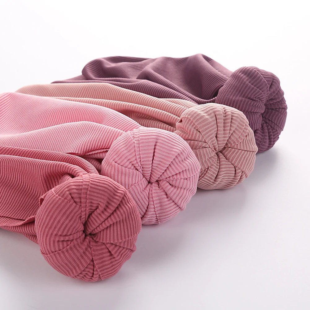 Baby Solid Ribbed Topknot Hat Kids Donut Ball Cap Newborn Girls Photography Props Spring Autumn Modis Beanie Turban Infant