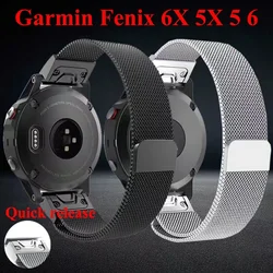22mm 26mm Strap for Garmin Fenix 5X Plus 5 Fenix 6X Pro 6 3 HR Forerunner 935 Stainless Steel Milanese Metal Watch Band