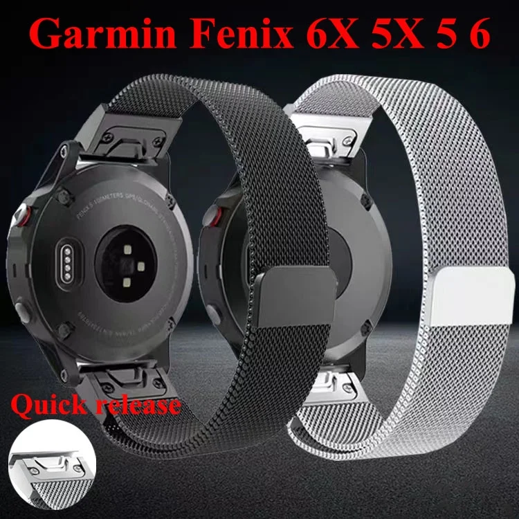 22mm 26mm Strap for Garmin Fenix 5X Plus 5 Fenix 6X Pro 6 3 HR Forerunner 935 Stainless Steel Milanese Metal Watch Band