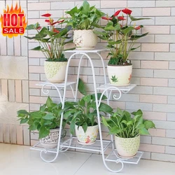 European Style Iron Flower Stand Floor Type Plant Stand Balcony Living Room Indoor Multi Layer Flower Shelf Furniture