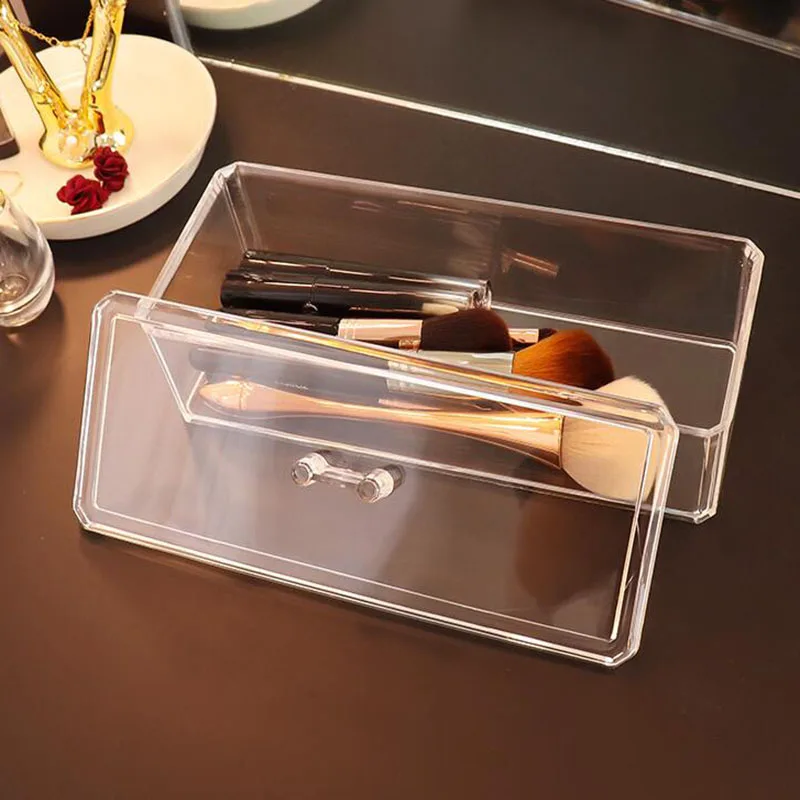 1/2 Layer Makeup Organizer Cosmetic Storage Box Cotton Pad Holder Storage Container with Lid Acrylic Makeup Brush Holder