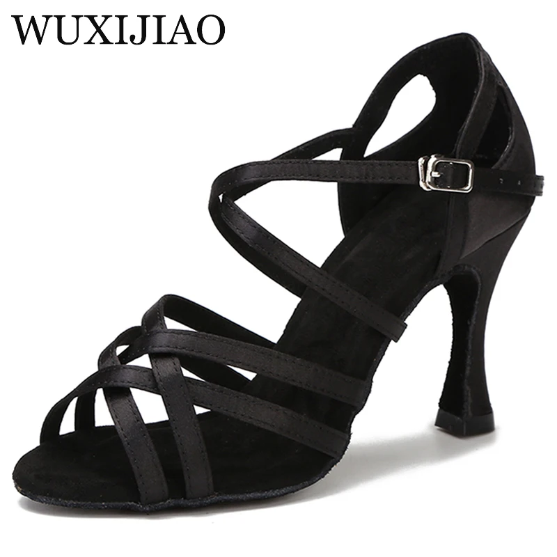 

WUXIJIAO New blue flash Latin dance shoes, ladies soft-soled dance shoes, indoor party performance, ballroom dance shoes