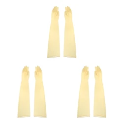 1pair 70cm Industrial Lab Solvent Chemical Resistant Latex Work Glove Yellow