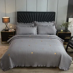 Super warm thicken Bedspread Embroidery pattern Quilt Double Bed Covers sofa Air conditioning blanket Quilted Bedspread inset