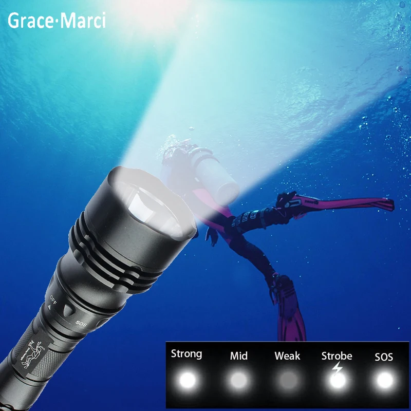 

Powerful 1000lm T6 L2 LED Diving Flashlight Professional IP68 Scuba Safety Diving Light Waterproof Underwater 50m Torch Lantern