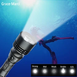 Powerful 1000lm T6 L2 LED Diving Flashlight Professional IP68 Scuba Safety Diving Light Waterproof Underwater 50m Torch Lantern