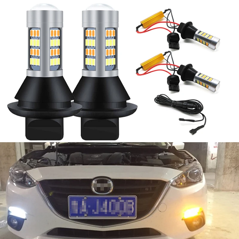 2x LED Turn Signal Light+Daytime Running Light WY21W PY21W BA15S For avensis t25 tundra camry verso prius prado auris yaris rav4