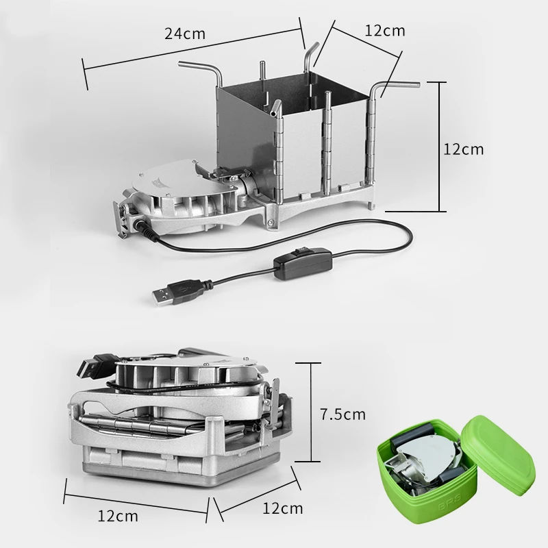 6000W BRS-116 Portable Palm-sized Camping Outdoor Wood-burning Stove Charcoal Burner BBQ Furnace Electronic Blower Stove