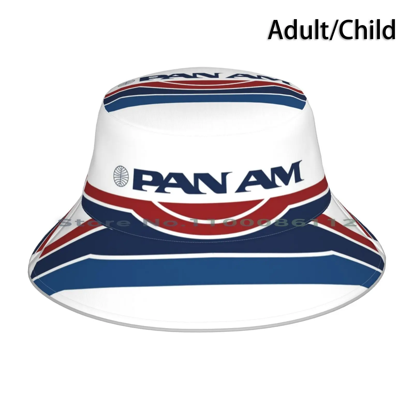 Pan Am Logo With Stripes Bucket Hat Sun Cap Panam Paa Pan American Airways Pan American World Airways 40s 50s 60s Vintage Retro