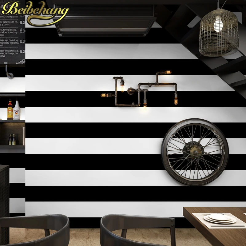 beibehang papel de parede 3D 10M volume black and white wide stripes wallpaper vertical simple decoration 3D wall paper roll