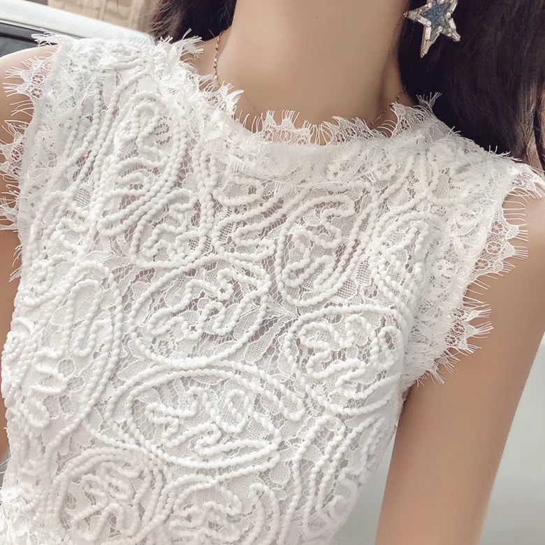 Lace Skirt Suits Summer Women Embroidery Sleeveless Crop Tops And Mini Sexy Ruffles Skirt Beach Tracksuit Clothing Set NS92