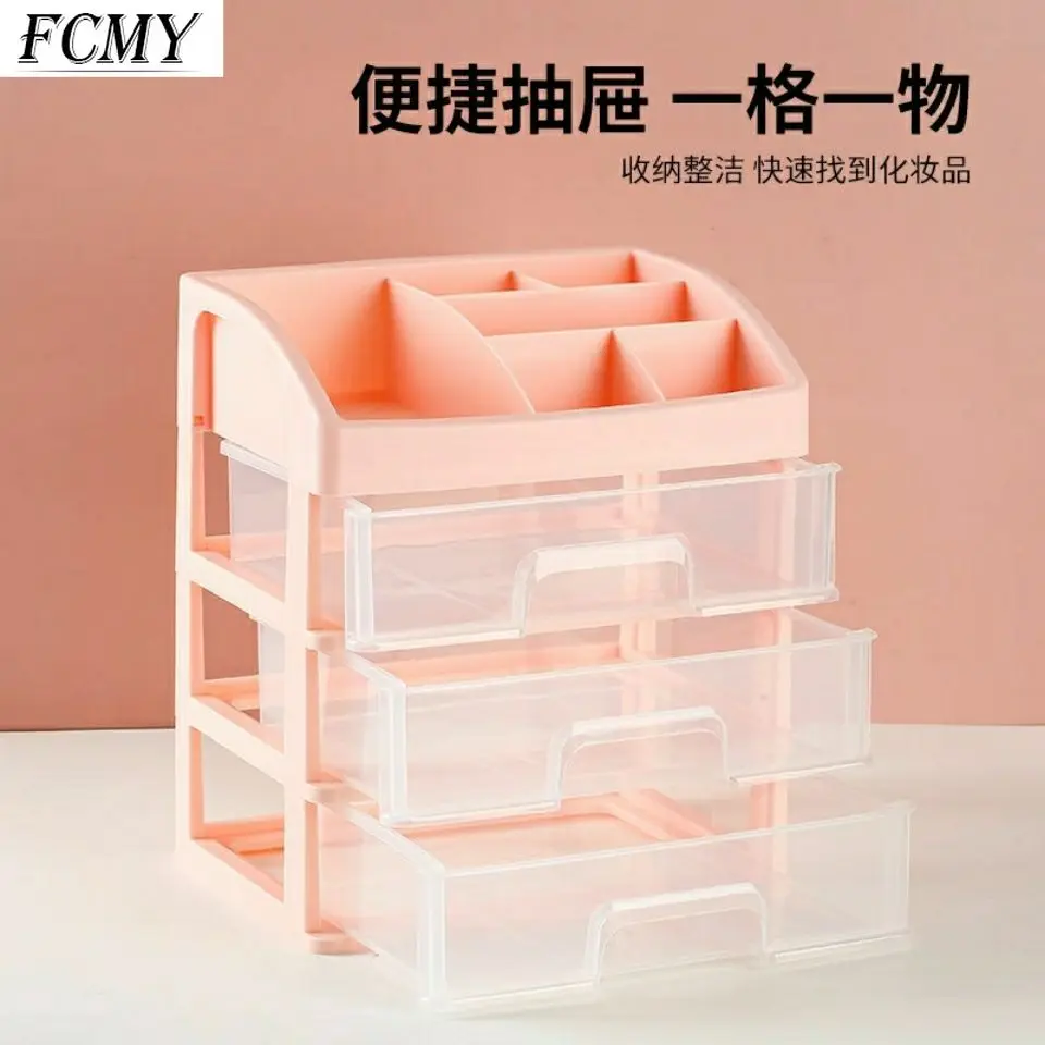 

Kawaii Large Capacity Transparent Drawer Type Desktop Organizer Desk Storage Box Pen Holder School Office Stationery Pink