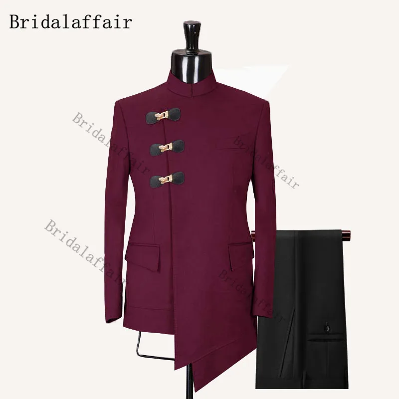 

Bridalaffair Burgundy Terno Masculino Elegant Wedding Party Suit For Men Slim Fit 2 Pieces Set Groom Groomsmen Tuxedos