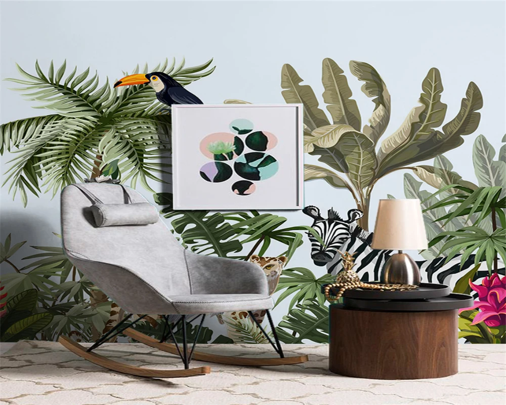 beibehang Customized modern Southeast Asia tropical forest animal living room TV background wall paper wall papers home decor