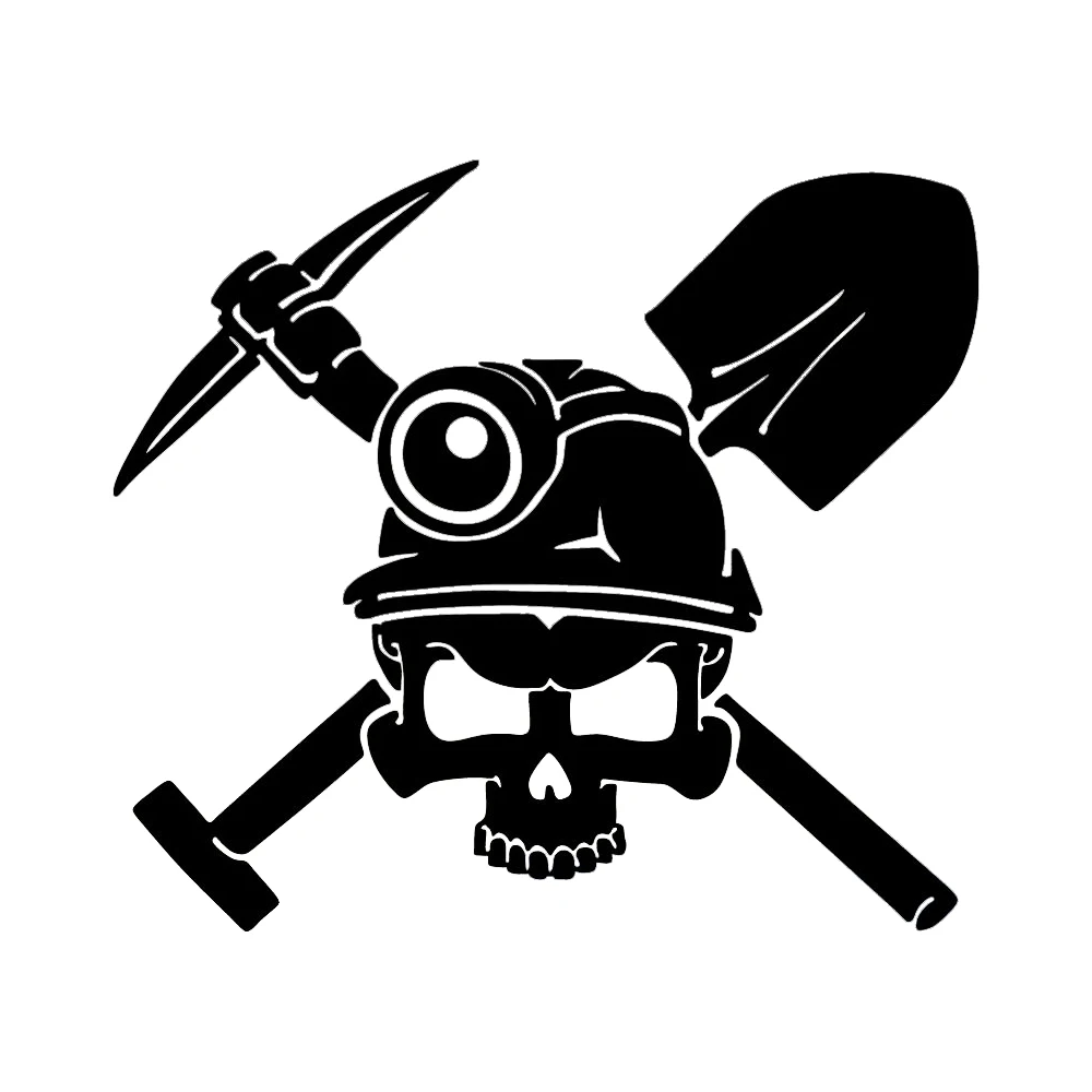 

15*13,5 см лопатка с черепом для угольной шахты, автомобильные аксессуары для окон, мотоциклетный шлем, автомобильный Стайлинг, автомобильные наклейки