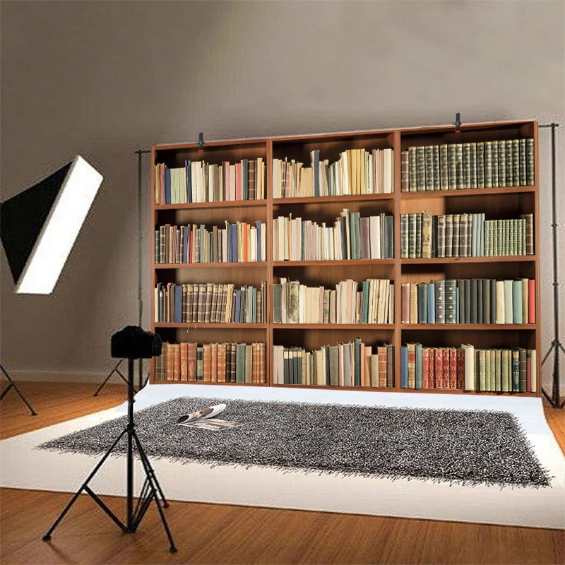 Bookshelf Backdrop Vintage Bookcase Magic Books Grunge Ancient Library Vinyl Photography Background Photo Studio Props Banner