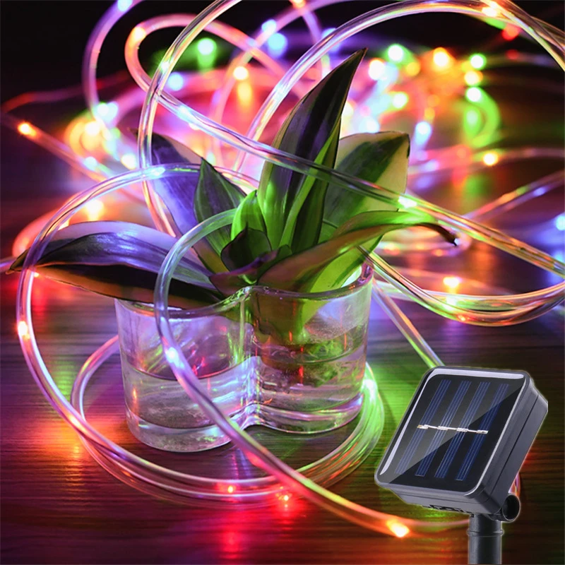 

200/300 LEDs Solar Powered Rope Tube String Lights Outdoor Waterproof Fairy Lights Garden Garland For Christmas Yard Decoration