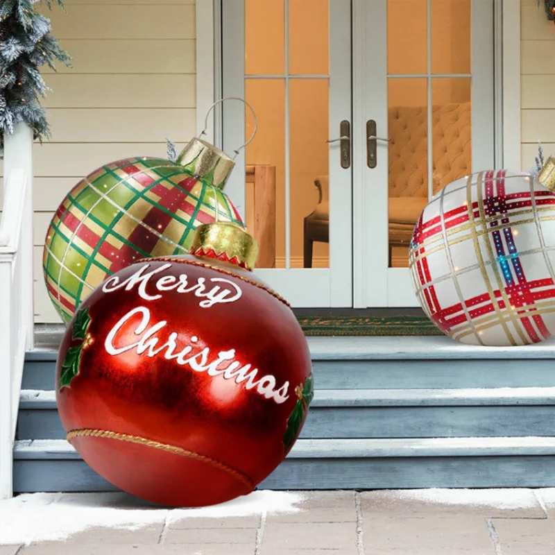 60cm árvore de natal bola decorações ao ar livre quintal casa atmosfera pvc inflável bola gigante natal ano novo presente bola decoração