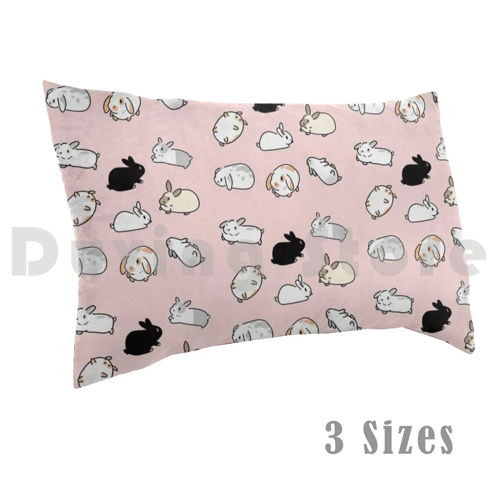 Bunny Rabbits Pillow case 2449 White Simplistic Mimimalist Bunny Rabbit Rabbits Bunnies Kawaii