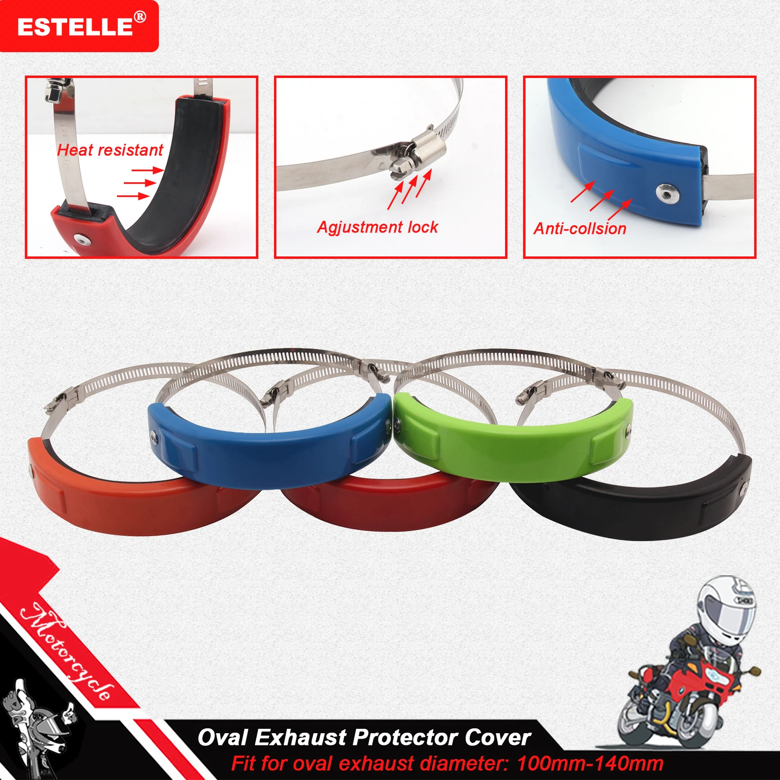 Universal Motorcycle Exhaust Protector 100mm-160mm Oval Can Cover Round Exhaust Guard Cover