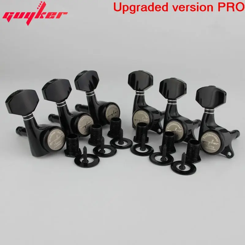 GUYKER-Black Guitar Locking Tuners, versão atualizada, máquina elétrica Heads Tuners, Lock String, Tuning Pegs para LP, SG, TL